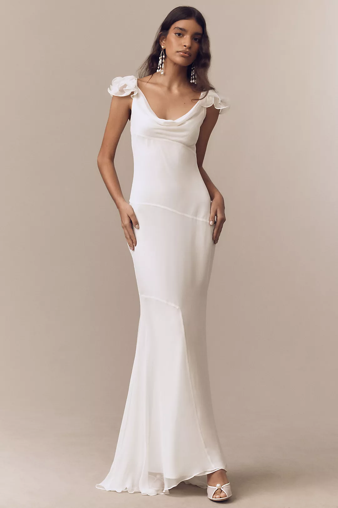 De La Vali Cowl-Neck Silk Mermaid Gown