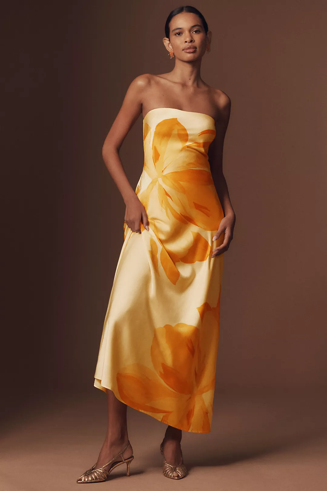 Hutch Strapless Column Satin Maxi Dress