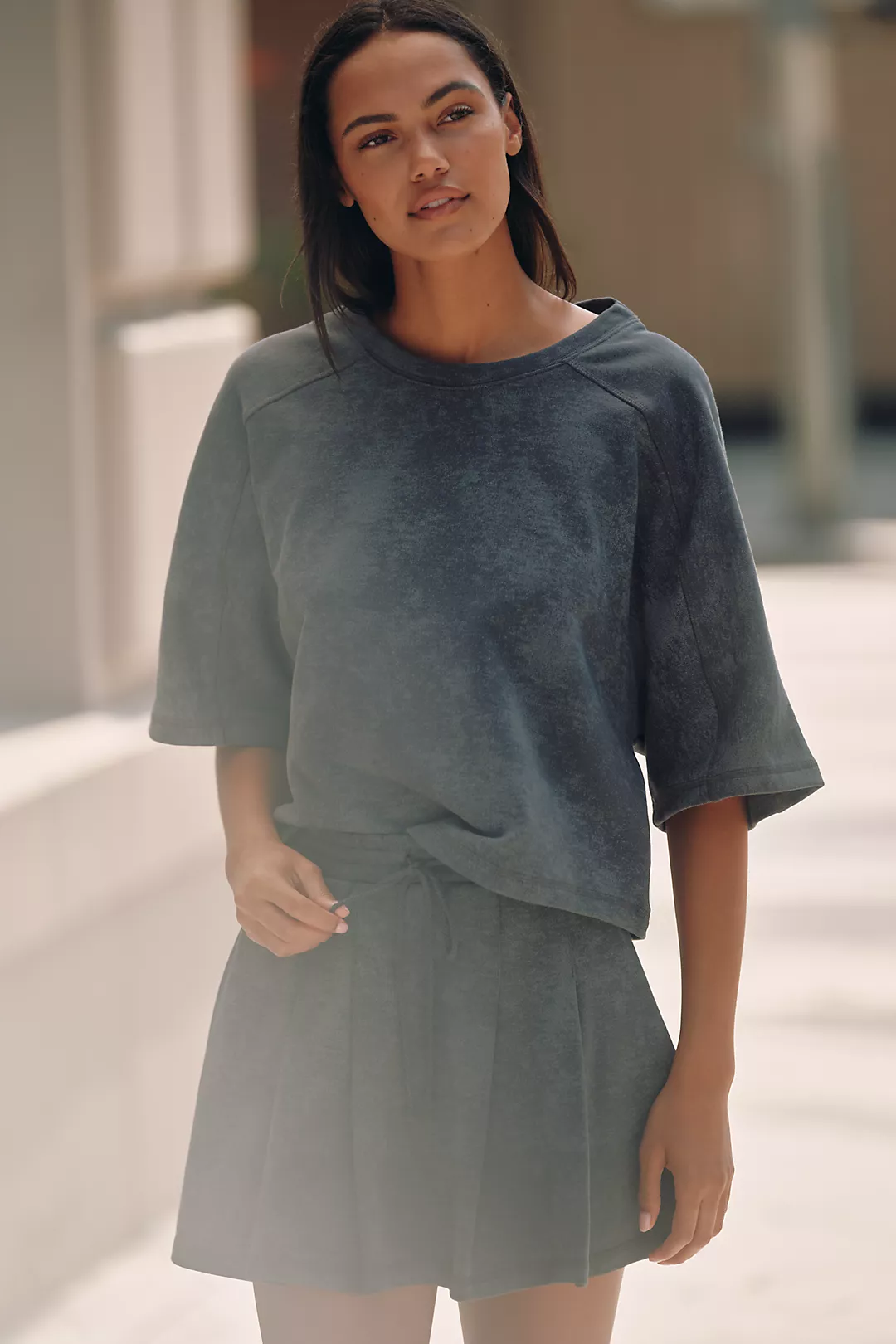 Daily Practice Short-Sleeve Washed Sweatshirt