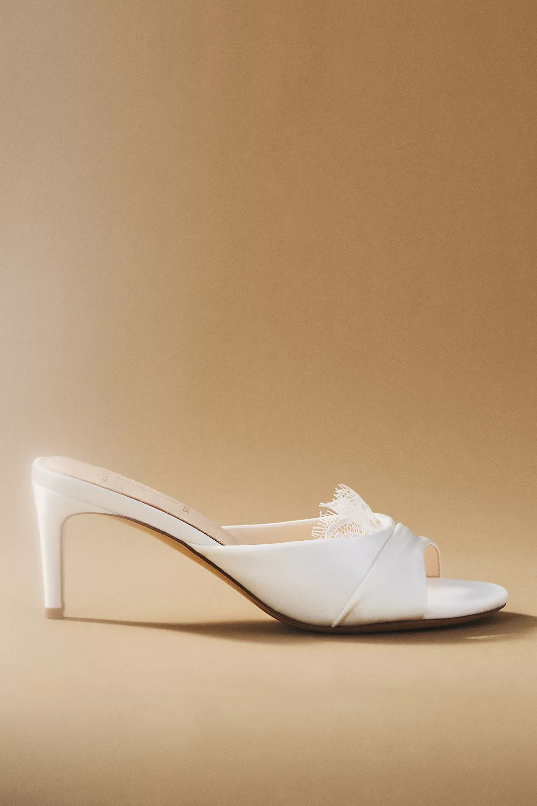 Black Suede Studio Lacey Ruched Satin Mule Heels