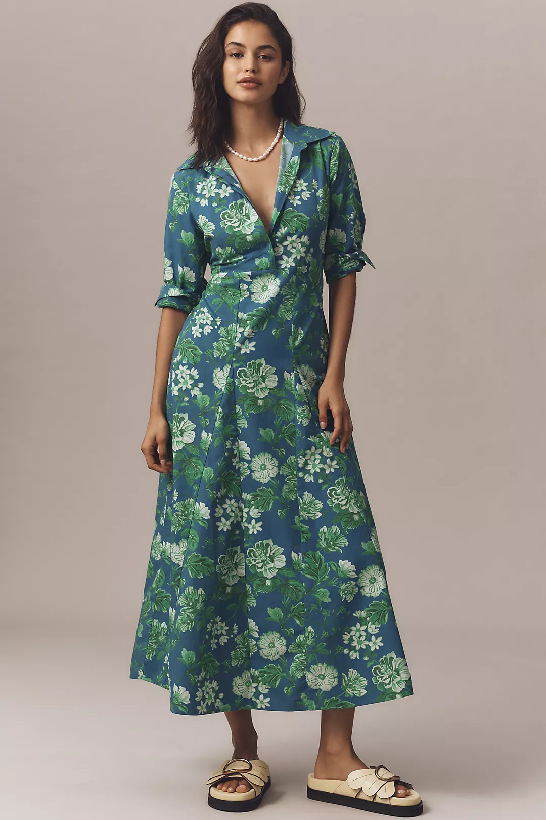 Beau & Ro Alexa Long-Sleeve Midi Shirt Dress