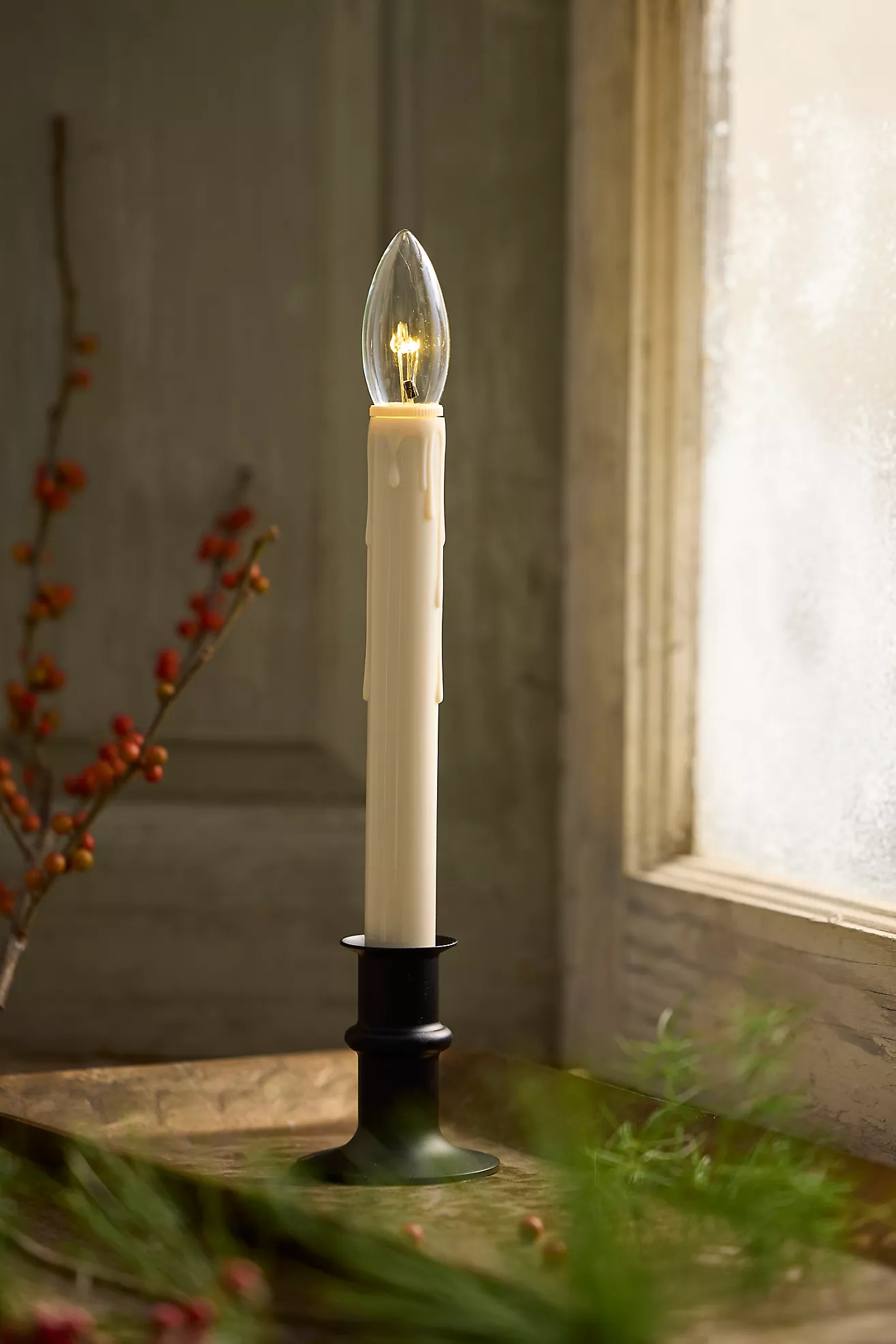 Adjustable Window LED Taper Candle