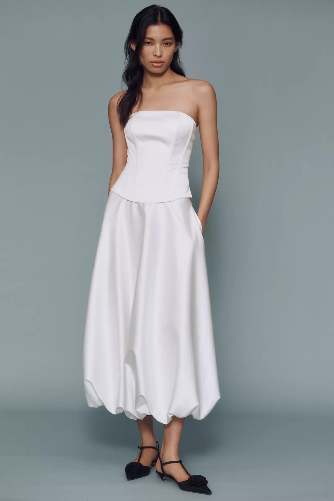 The Vienna Satin Bubble Maxi Skirt by Mare Mare