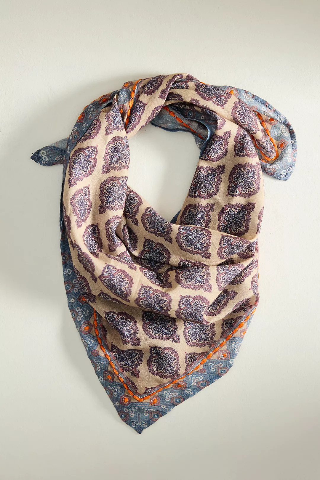 Embroidered Print Bandana