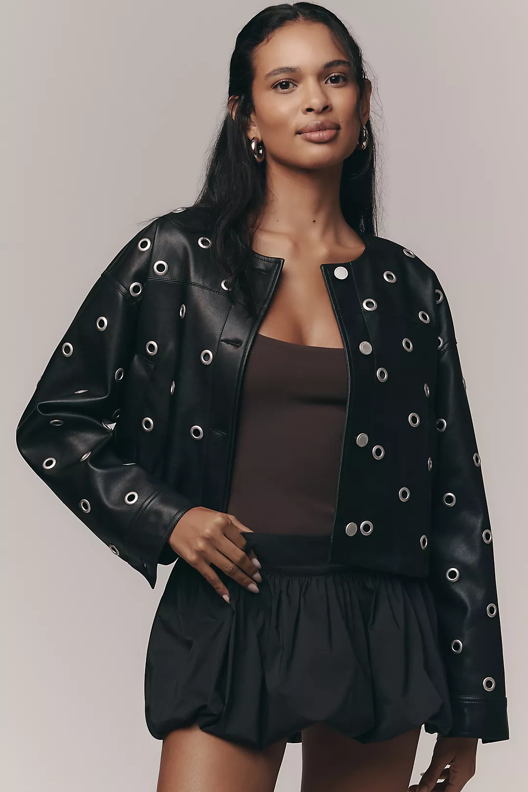 BLANKNYC Faux-Leather Grommet Jacket