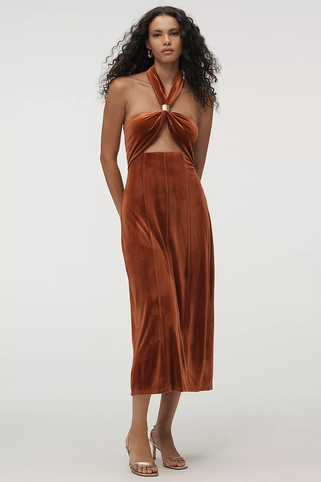 Flat White Velvet Halter Dress