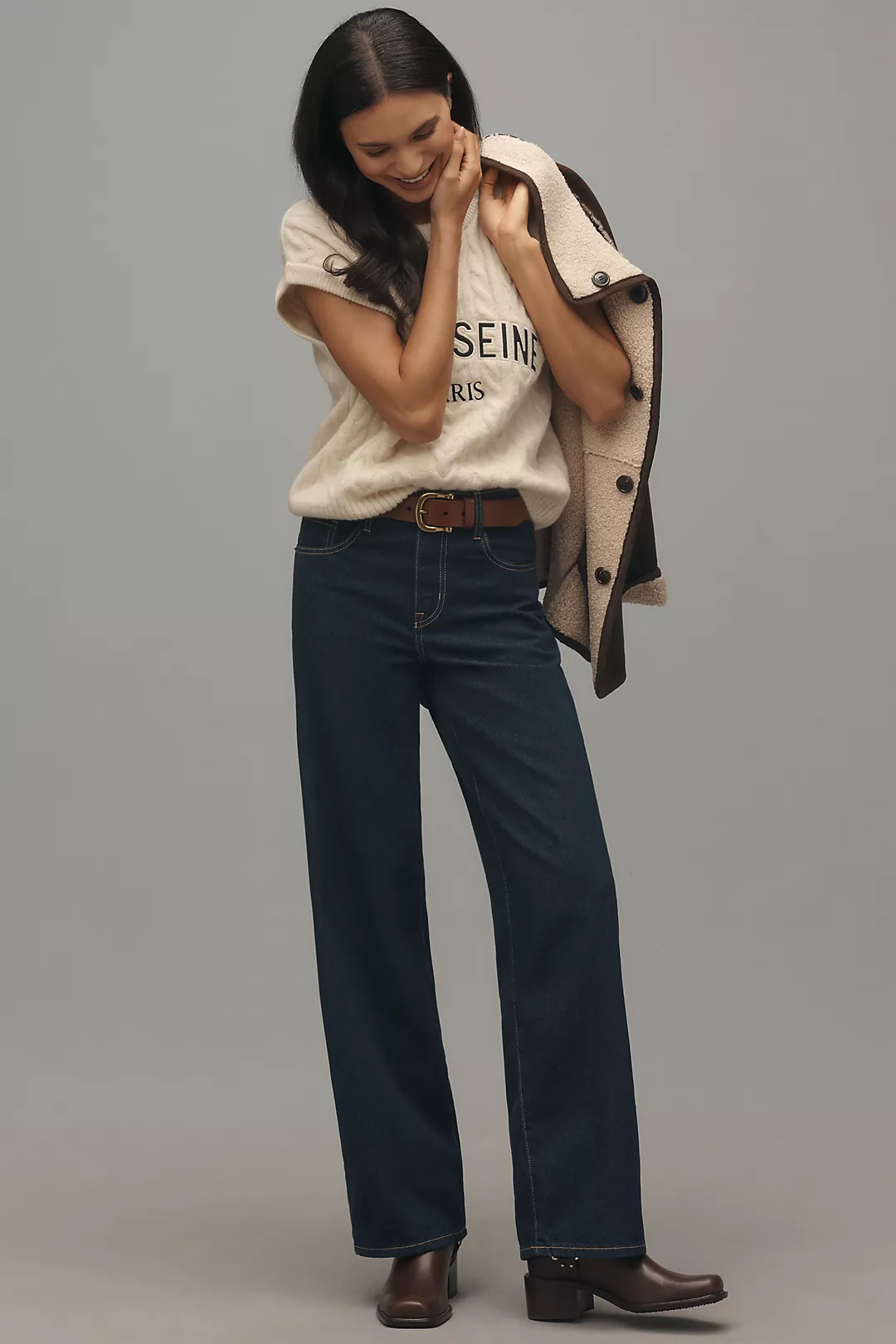 Outland Denim Avril Mid-Rise Slouchy Wide-Leg Jeans