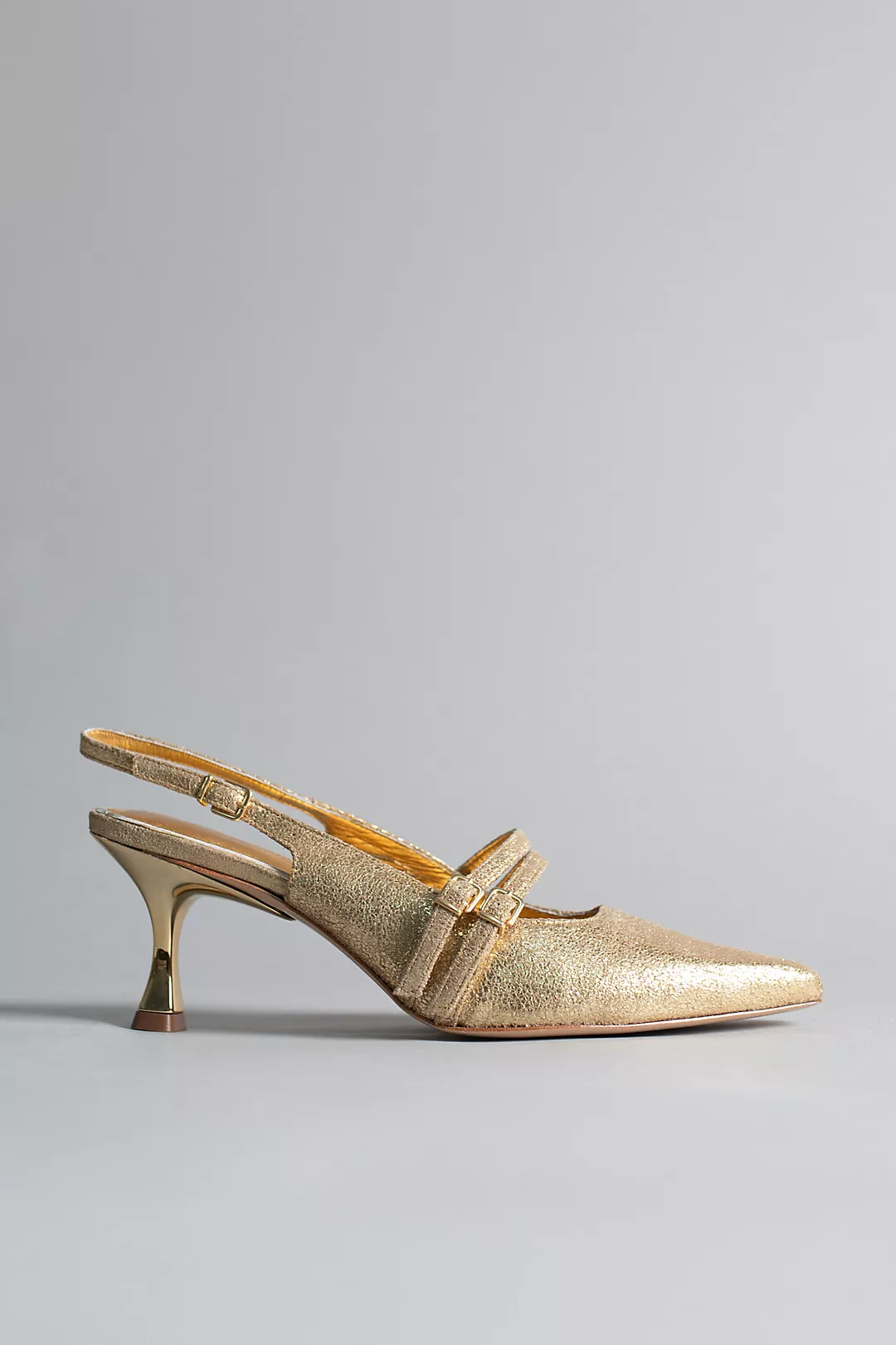 Avec Les Filles Kaia Metallic Double-Strap Slingback Heels