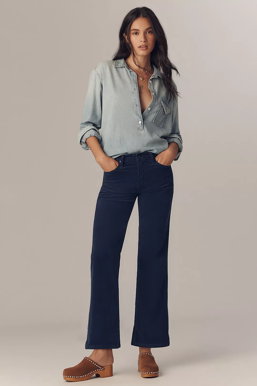 MOTHER The Bookie Flood Corduroy High-Rise Bootcut Jeans