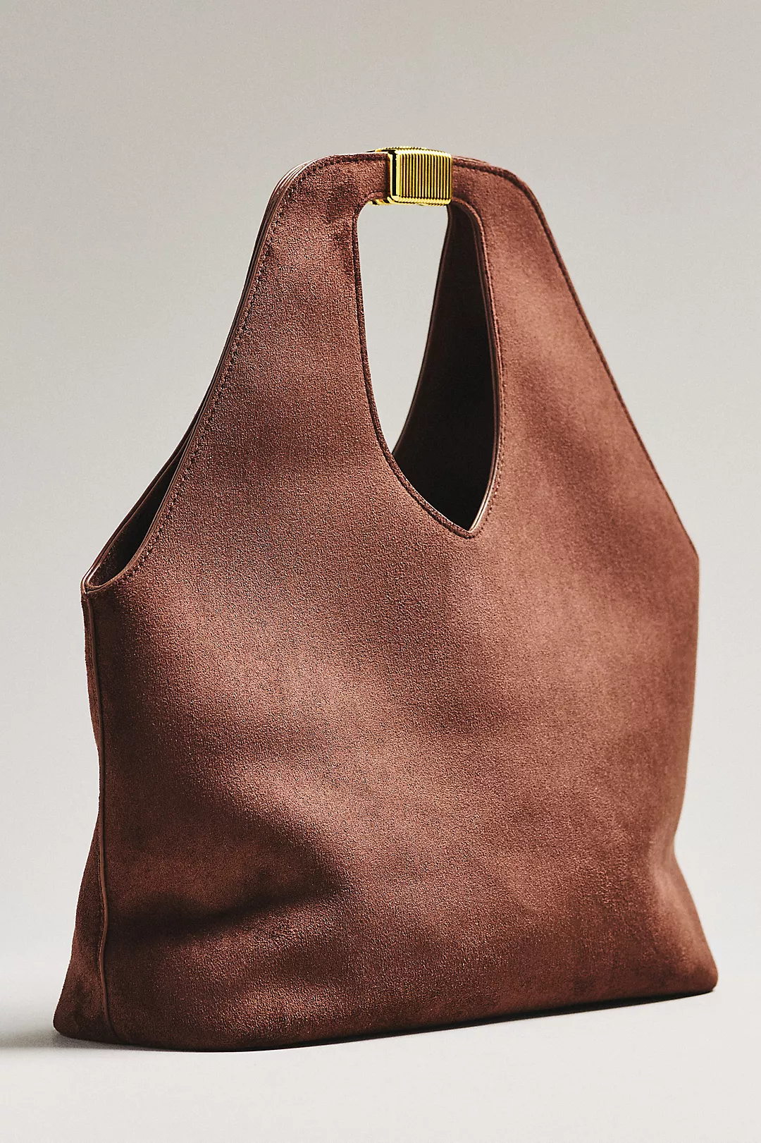 By Anthropologie Faux-Suede Gilded Handle Tote Bag