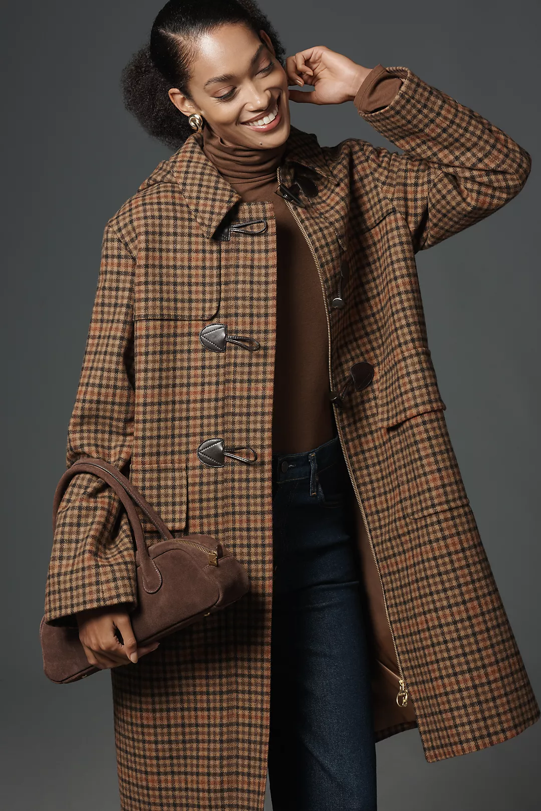Barbour Melody Check Wool Duffle Coat