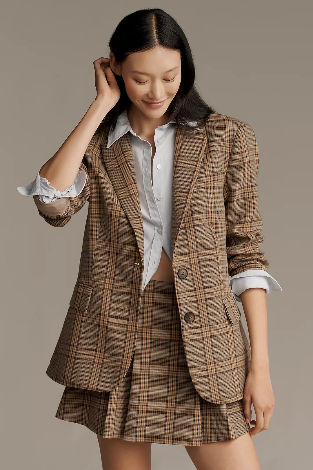 English Factory Plaid Blazer