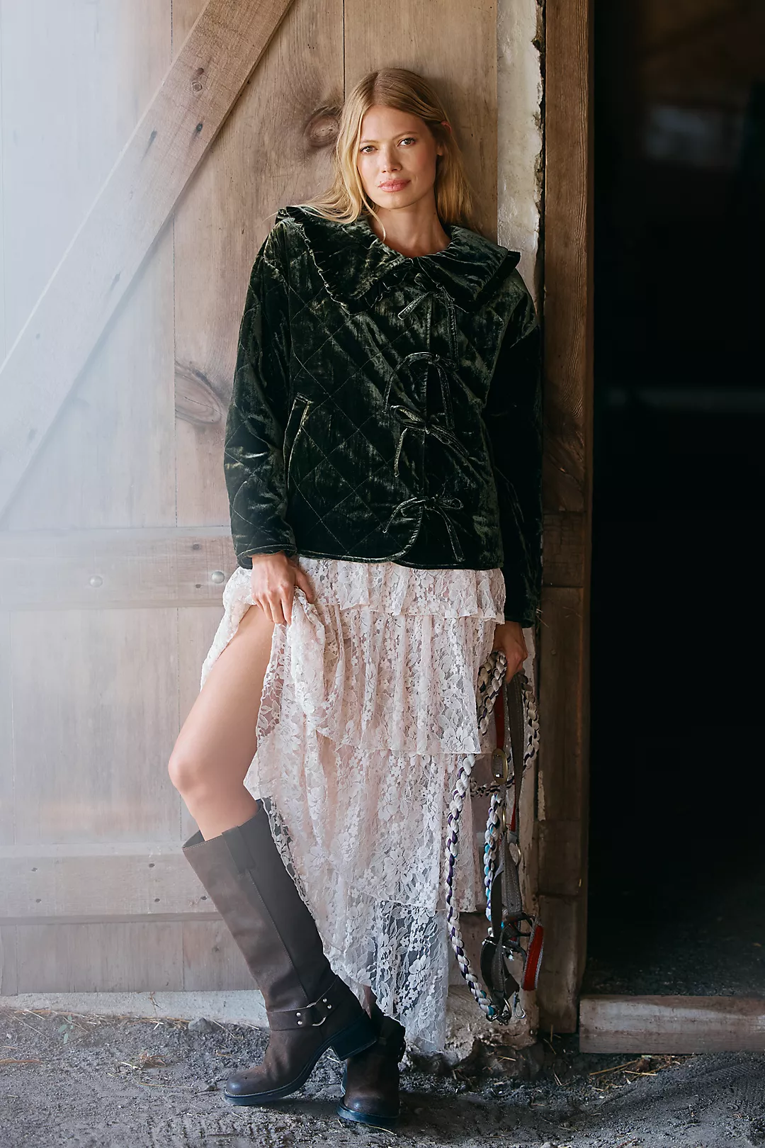 The Hazel Velvet Quilted Jacket by Maeve