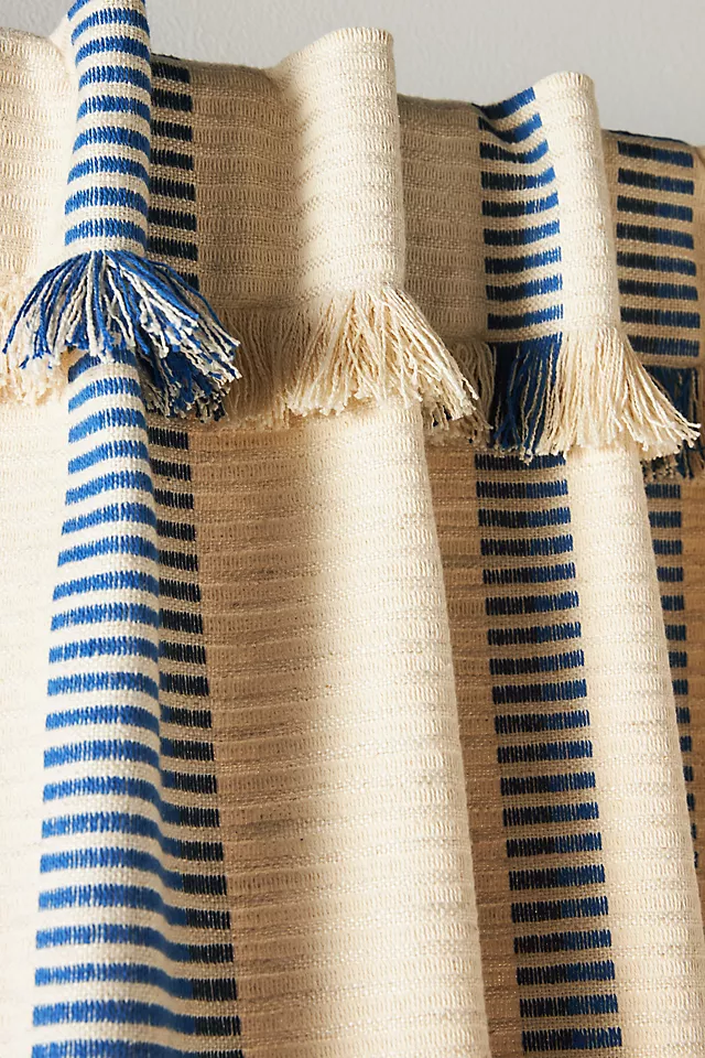 Pieced Stripe Cotton Blend Woven Curtain
