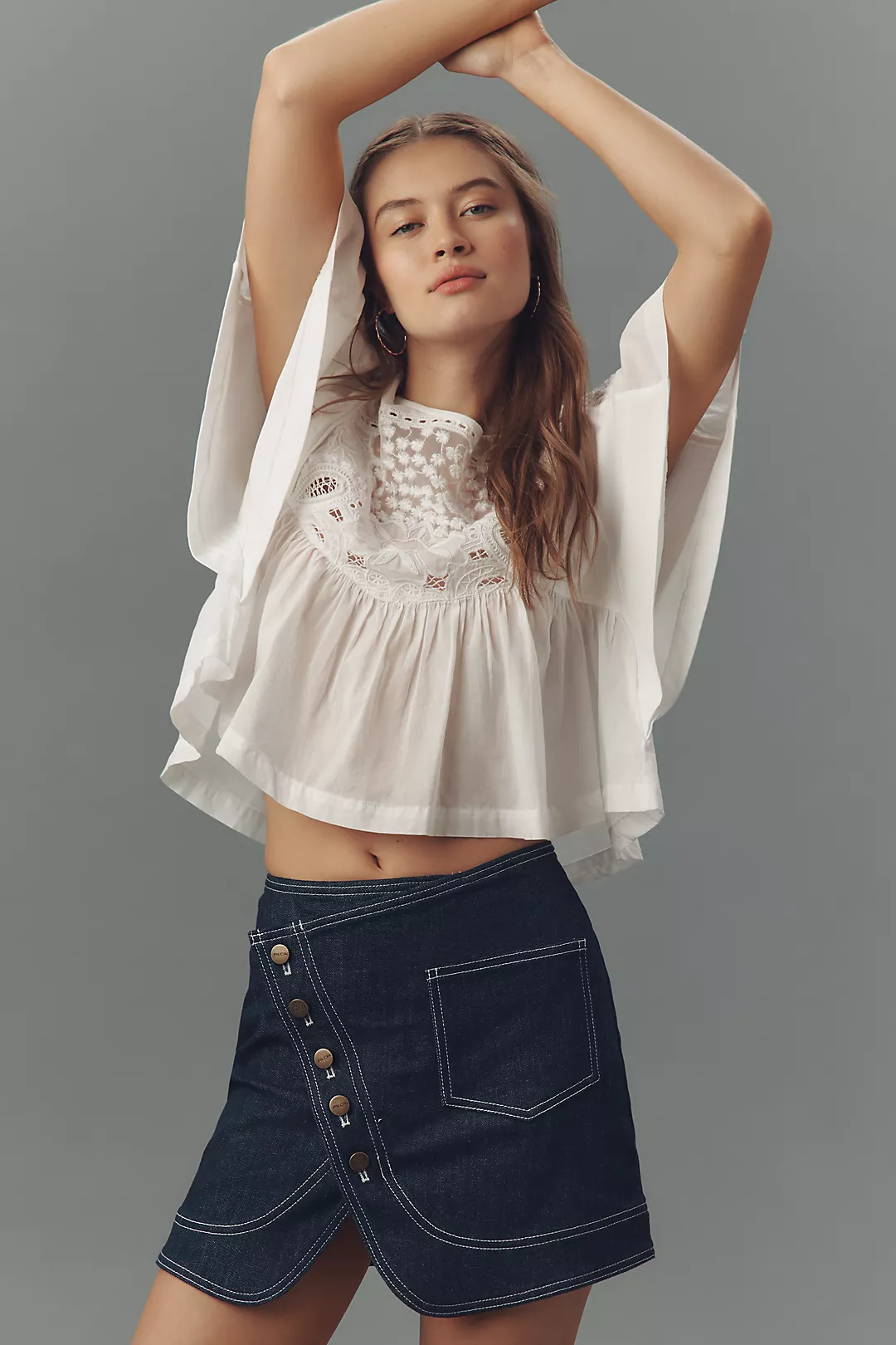 Pilcro Reworked Denim Wrap Mini Skirt