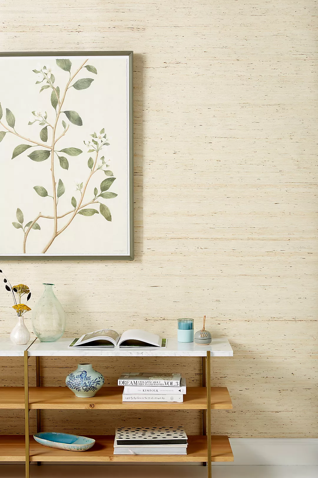 Tomur Beige Grasscloth Textured Wallpaper
