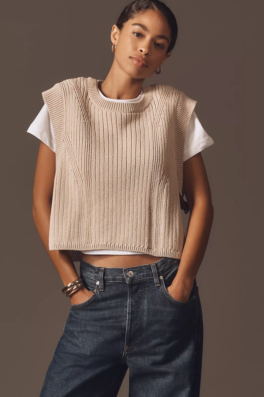 Pilcro Side Buckle Twofer Sweater Tee