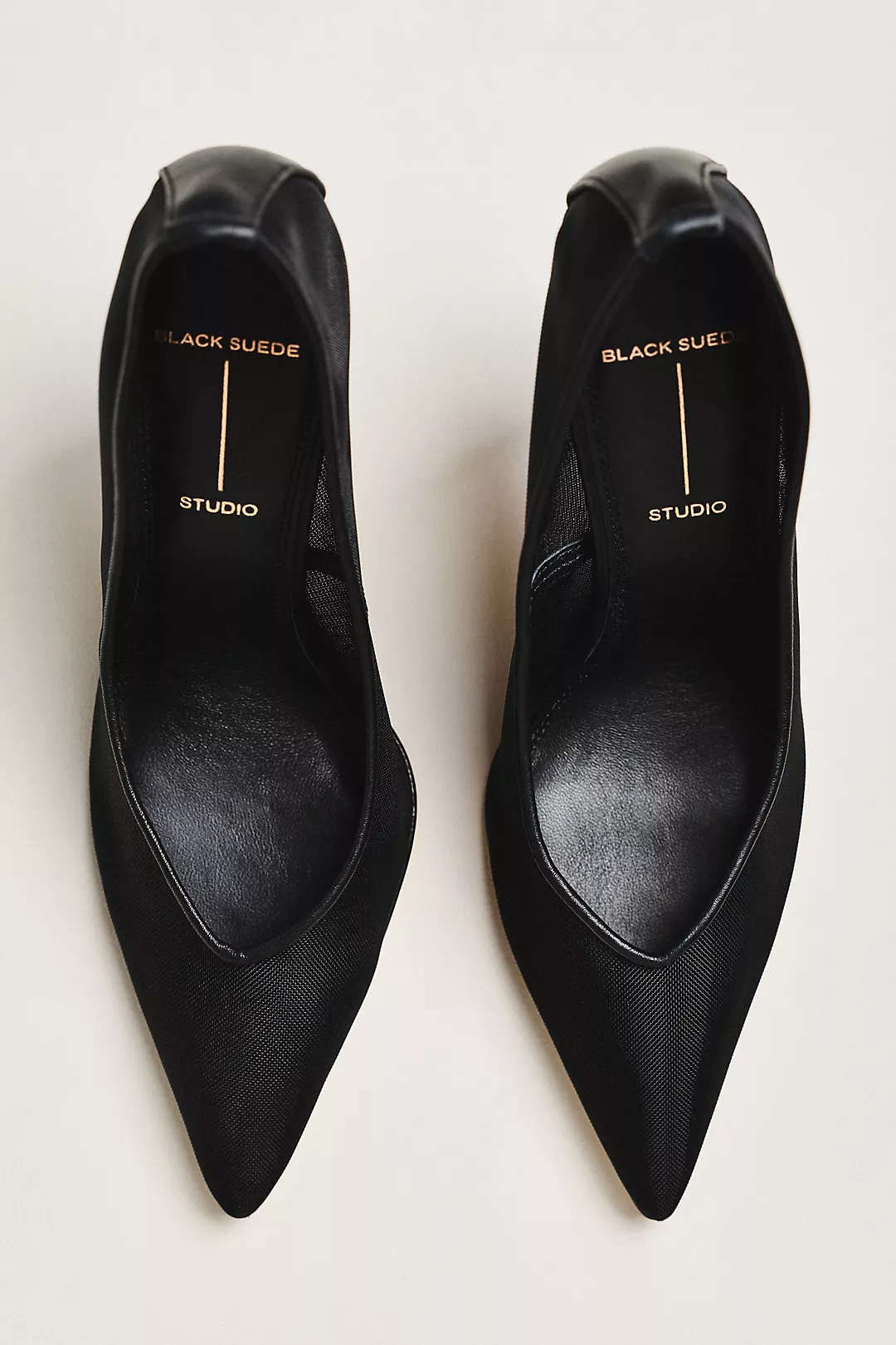 Black Suede Studio Clio 100 Mesh Pumps