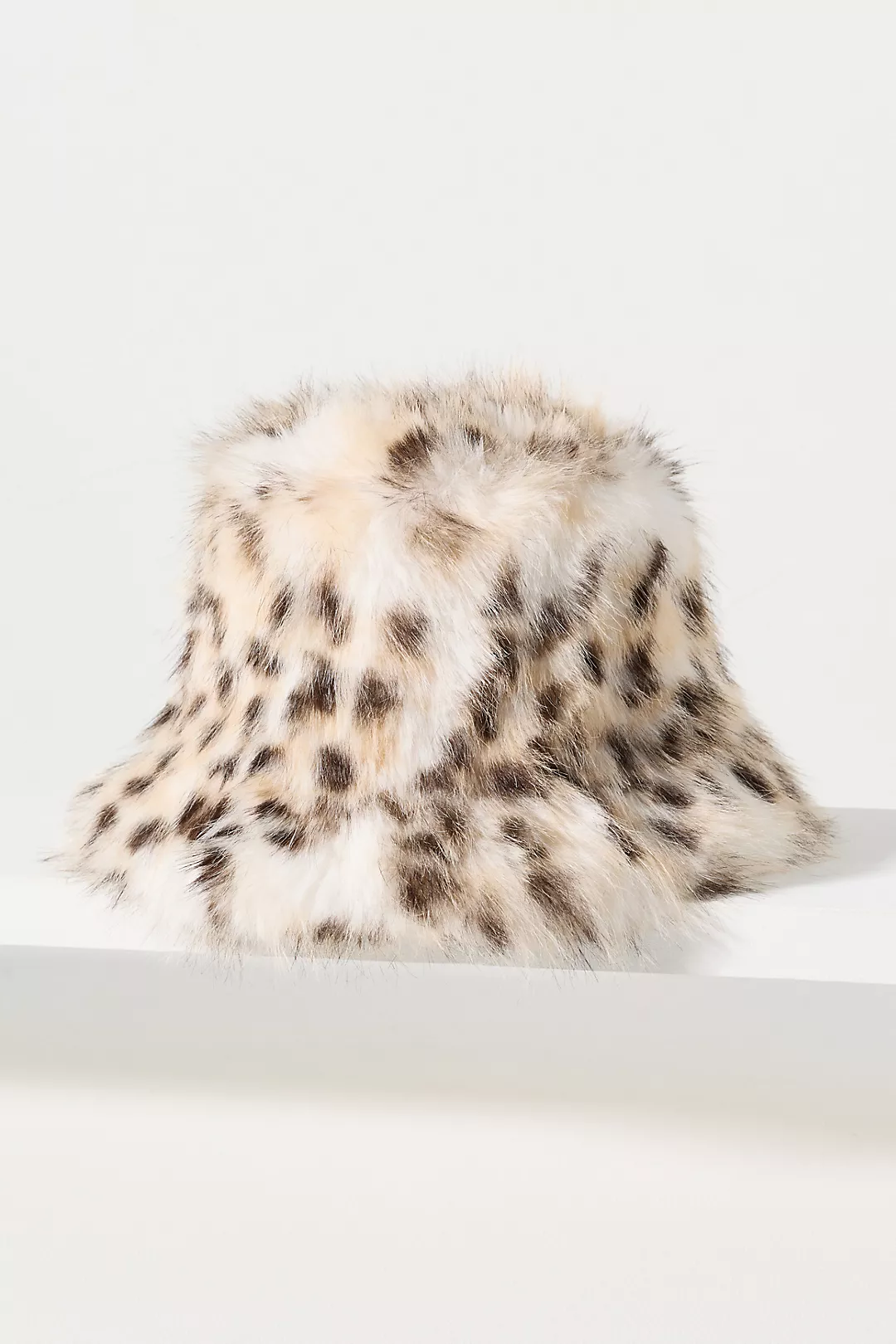 Fuzzy Faux-Fur Animal Print Bucket Hat