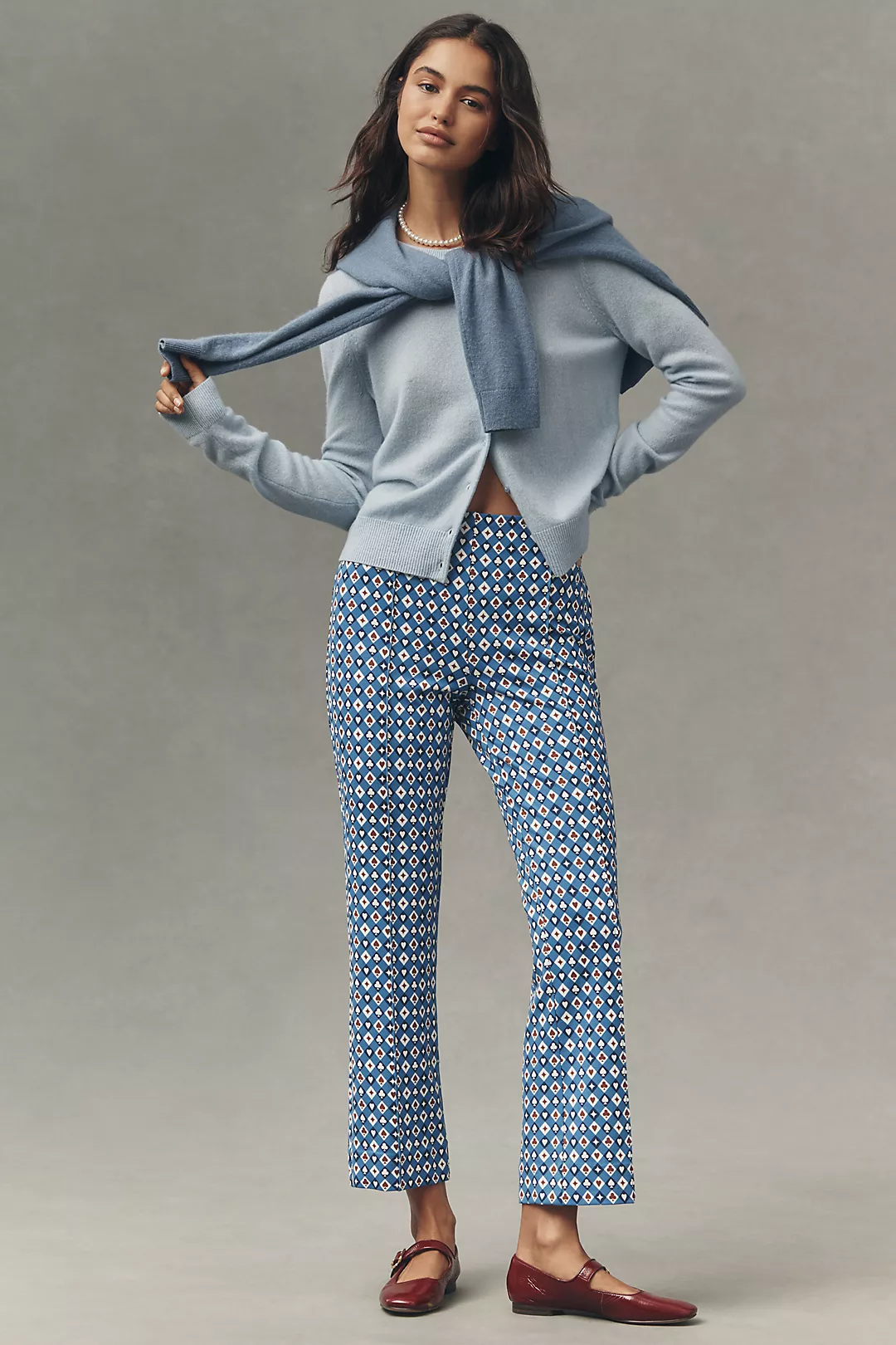 The Poppy Printed Kick-Flare Pull-On Pants by Maeve