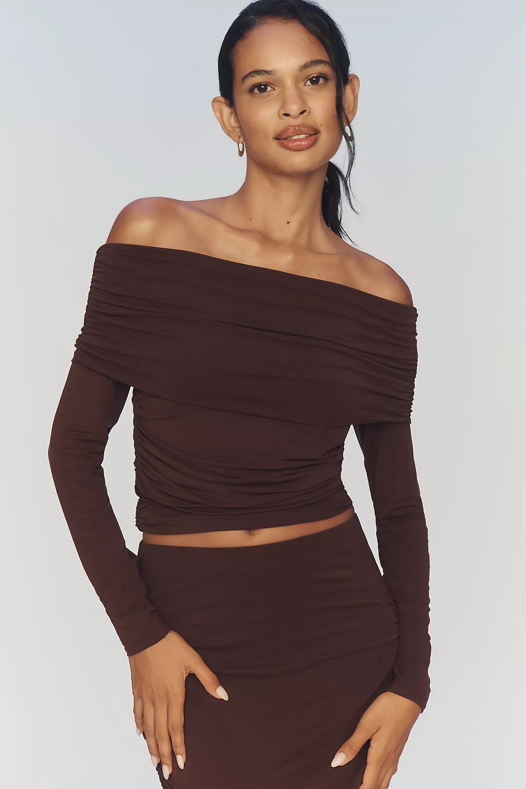 Pilcro Long-Sleeve Off-The-Shoulder Top