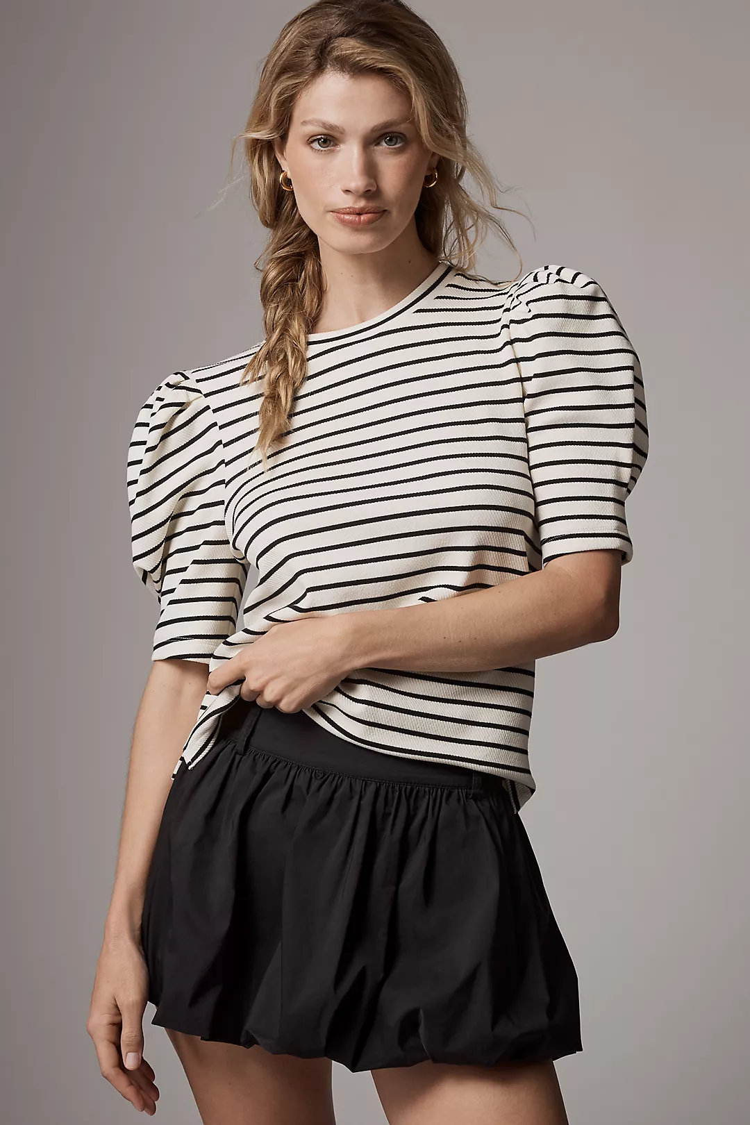 English Factory Puff-Sleeve Striped Top