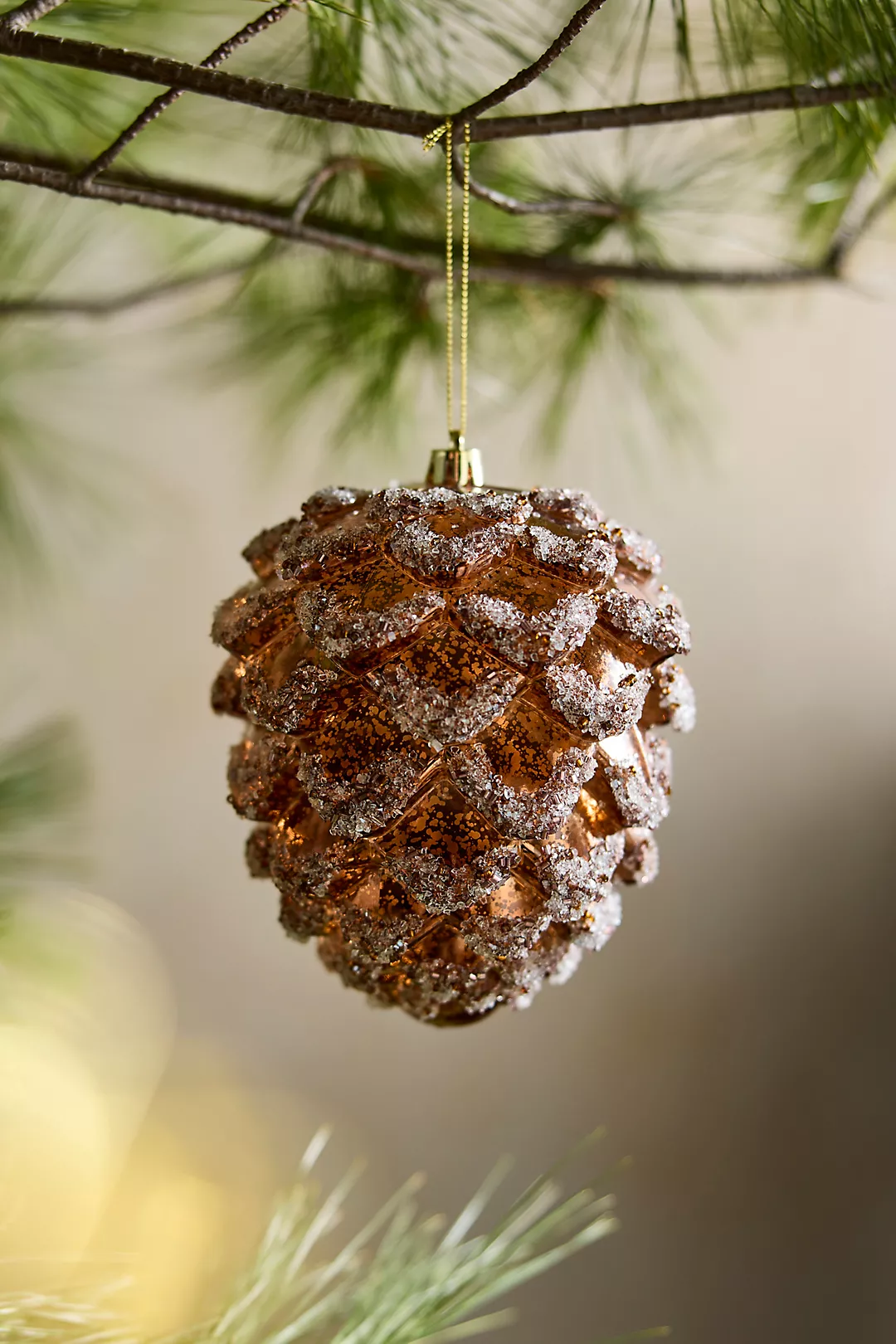 Glittering Brown Pinecone Ornament