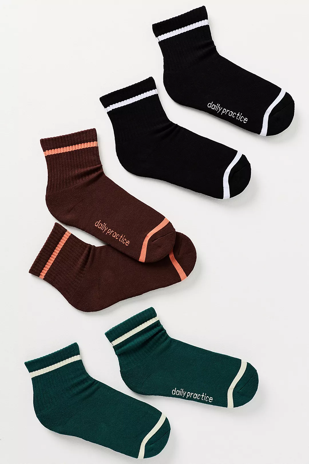 Daily Practice Stripe Crew Socks, Set of 3