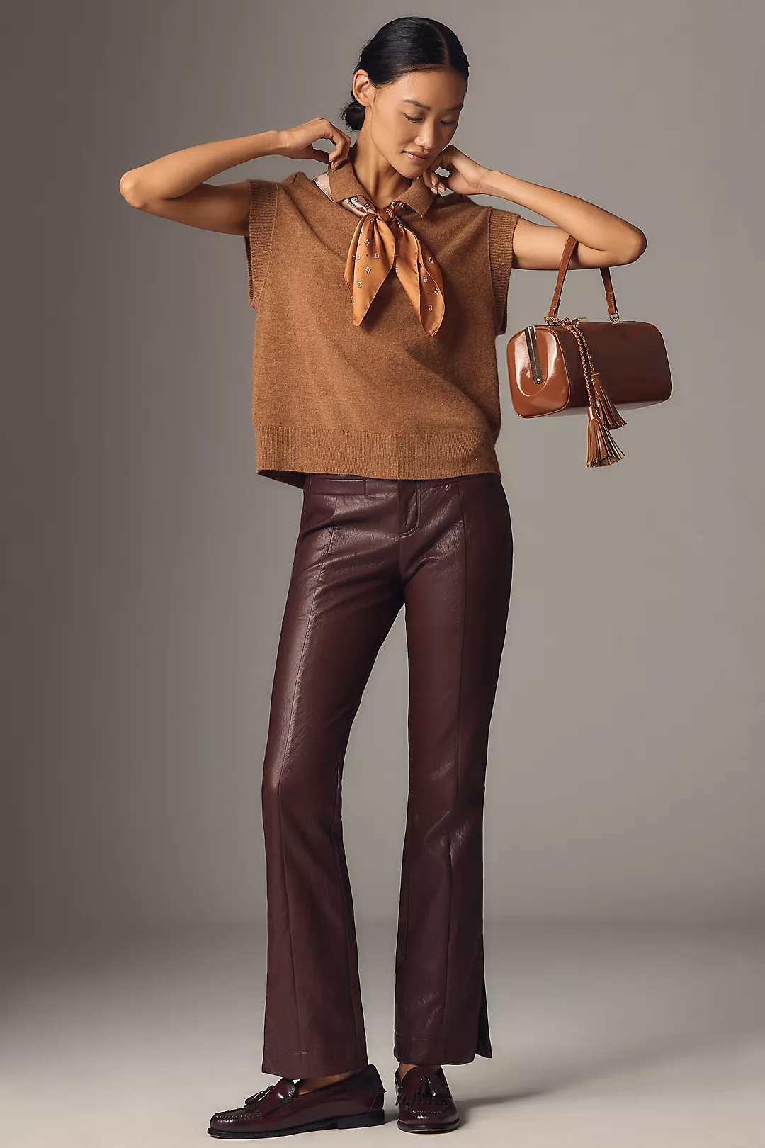 Siempre Faux-Leather High-Rise Flare Pant