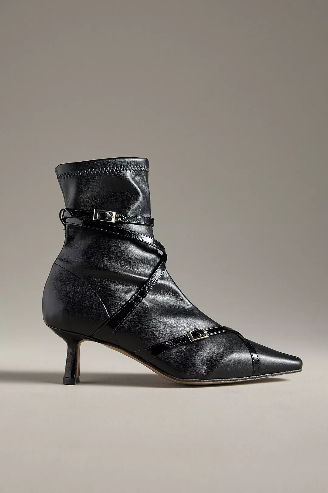 By Anthropologie Strappy Stretch Kitten-Heel Ankle Boots