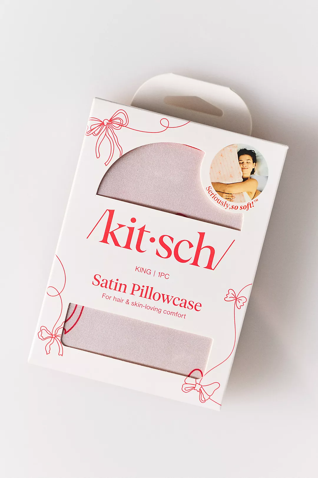 KITSCH Striped Bows Satin King Pillowcase