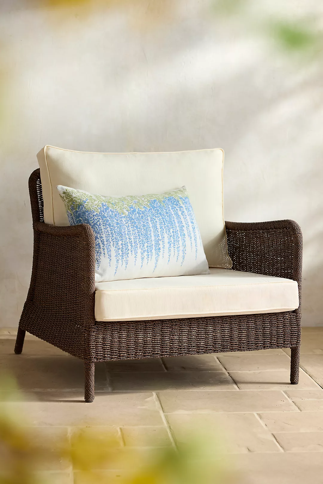 Harbor All Weather Wicker Lounge Chair, White Cushions