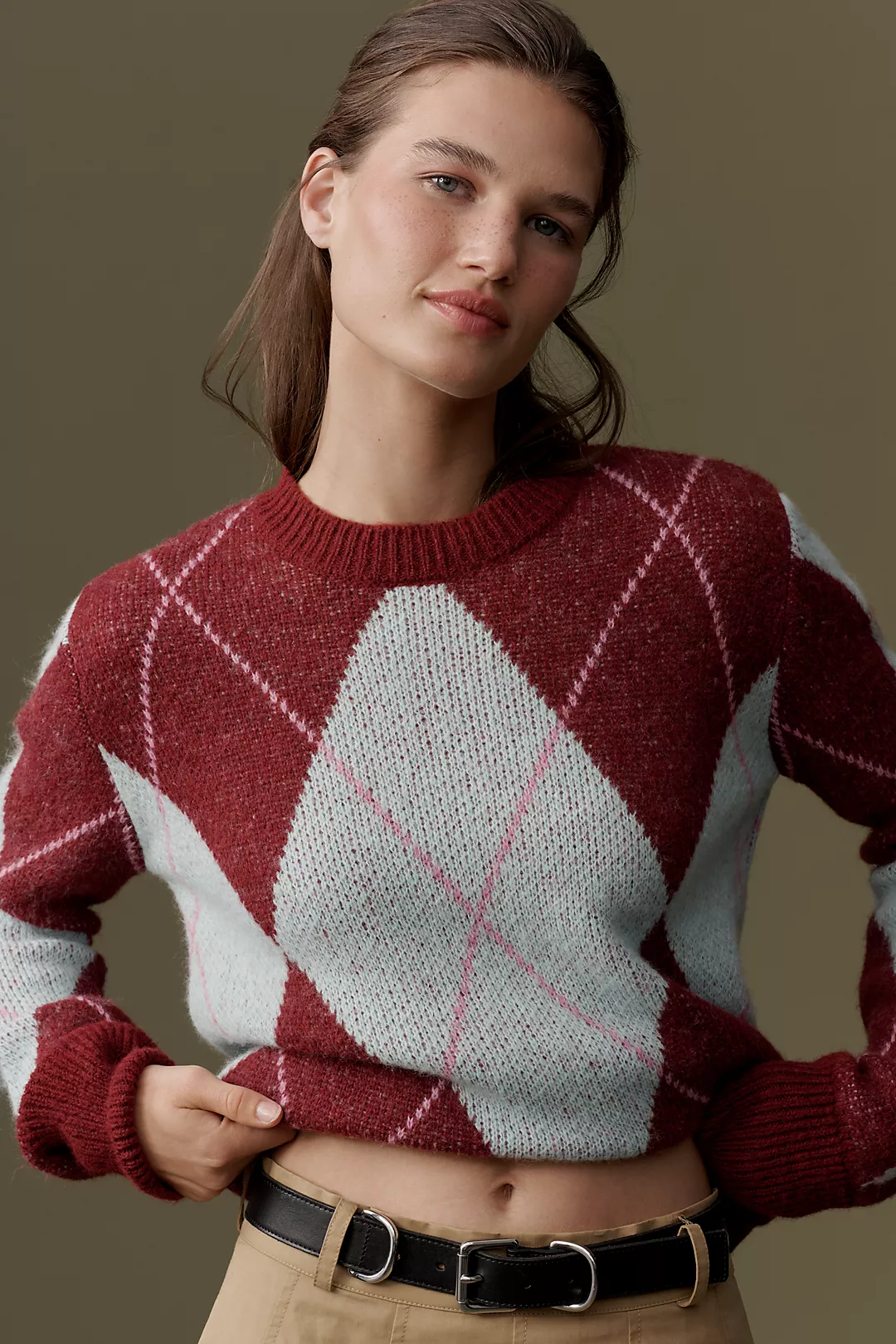 Essentiel Antwerp Iberlin Crew-Neck Argyle Sweater