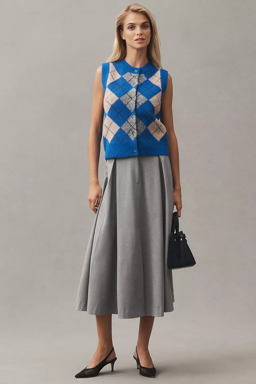 Maeve Pleated Menswear Midi Skirt