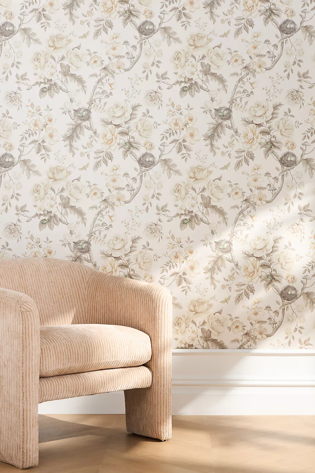 Tansy Bloom Floral Oyster Wallpaper
