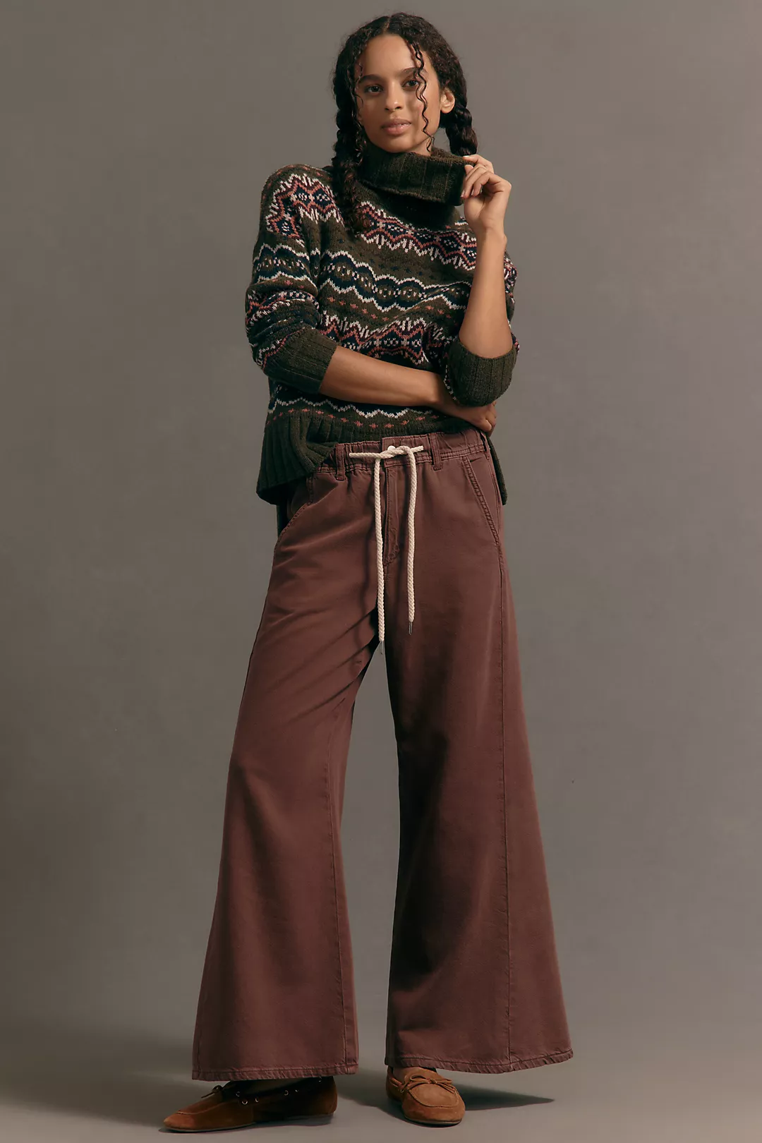 The Adi Pull-On Mid-Rise Flare Pants by Pilcro