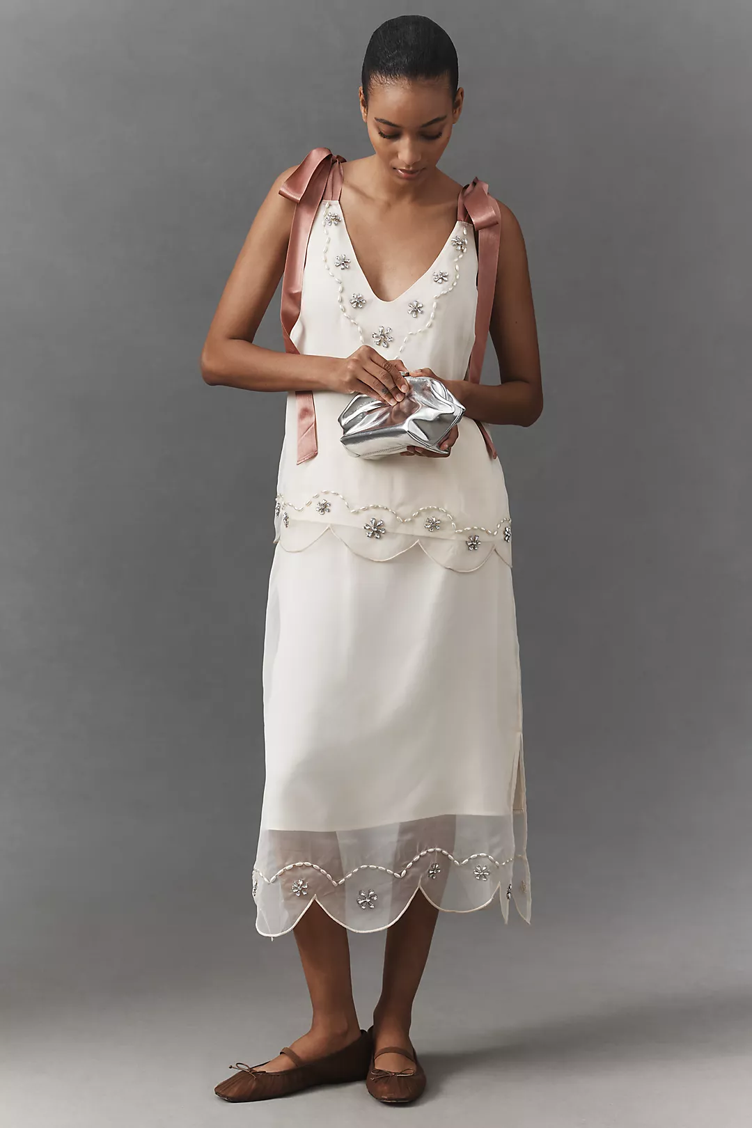 By Anthropologie Crystal-Encrusted Midi Skirt