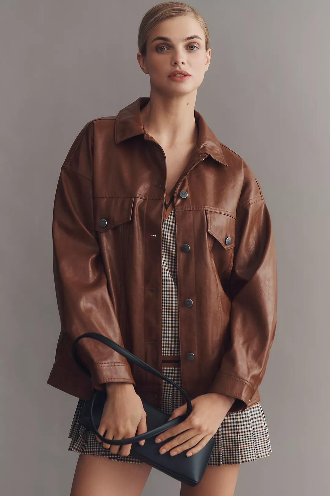 The Weston Faux-Leather Boyfriend Jacket by Pilcro