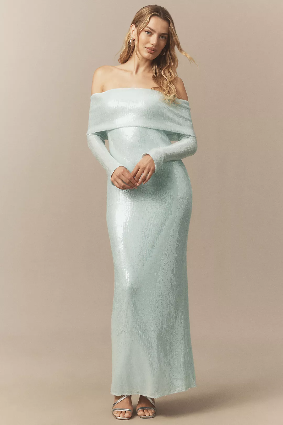 BHLDN Off-Shoulder Sequin Maxi Dress