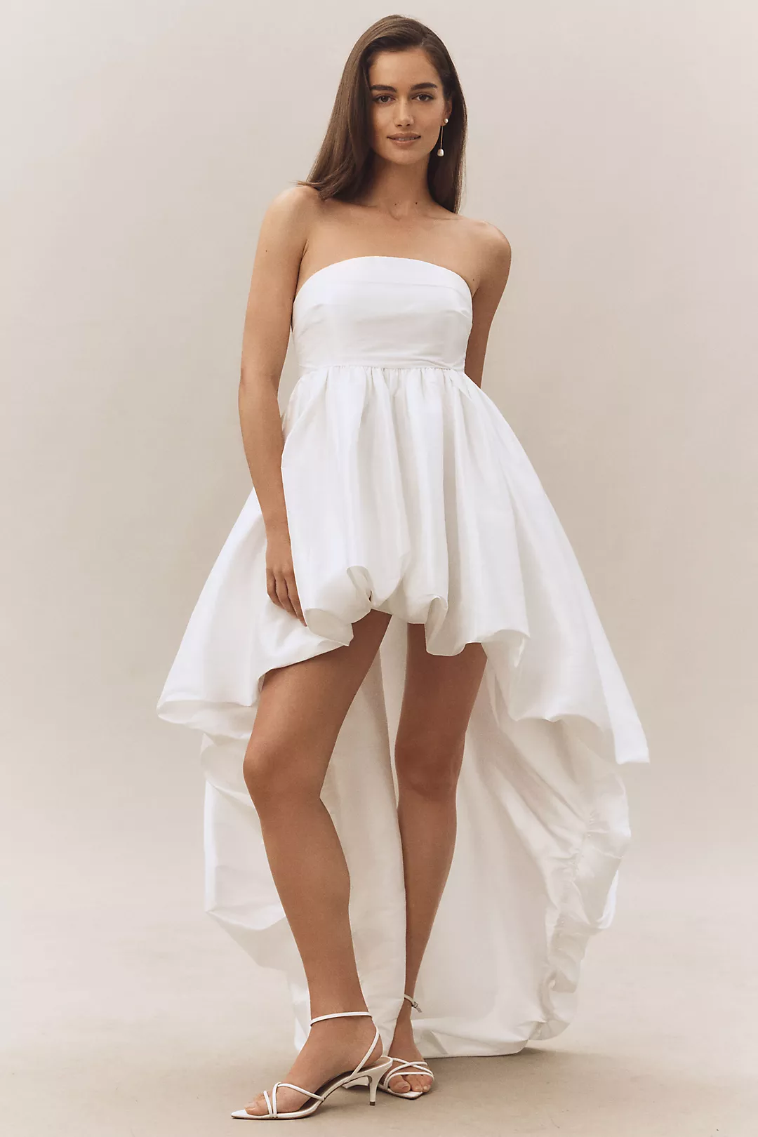 Atsu Taffeta Strapless High-Low Bubble-Hem Dress