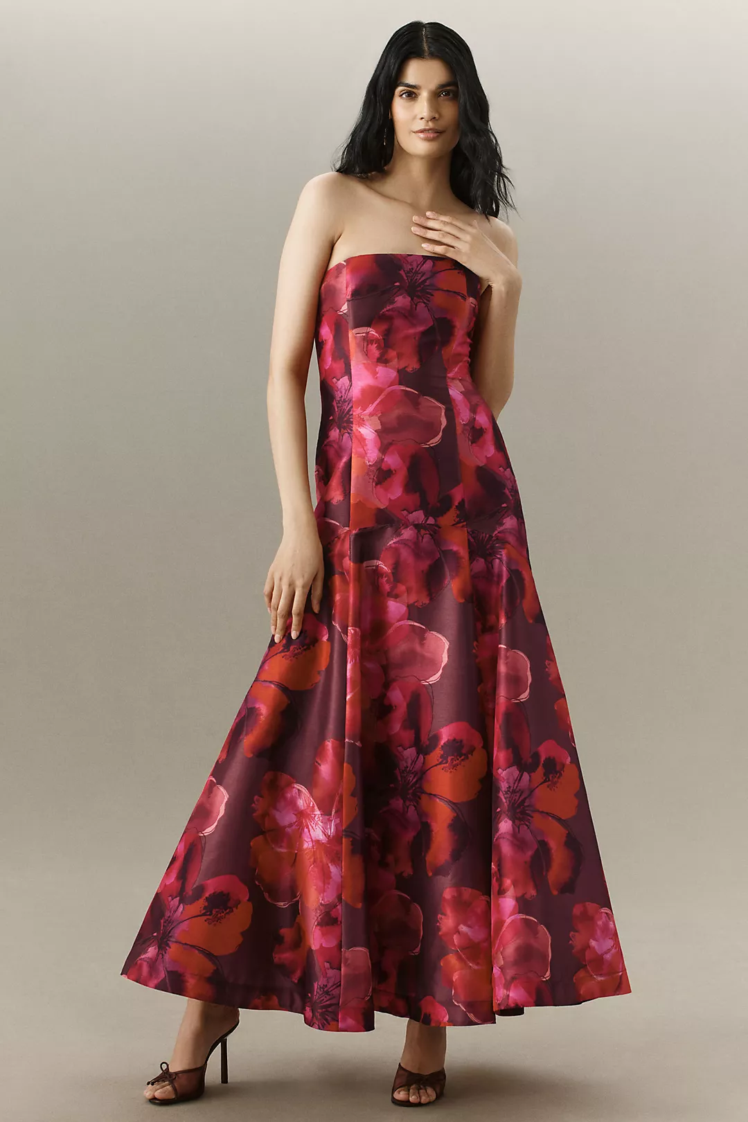 Hutch Maria Strapless Floral A-Line Maxi Dress