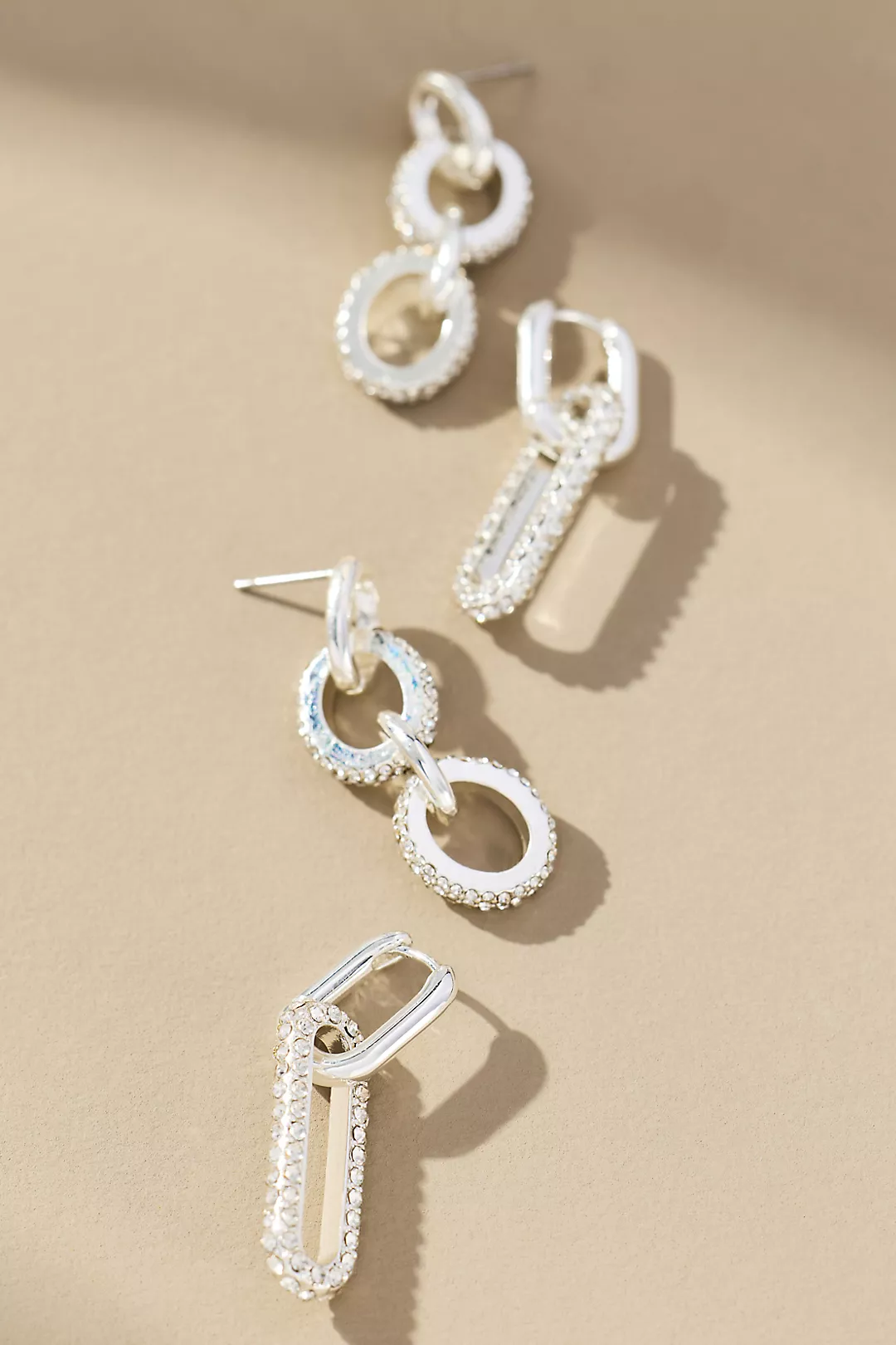 Maeve Crystal Chain Linked Earrings, Set of 2