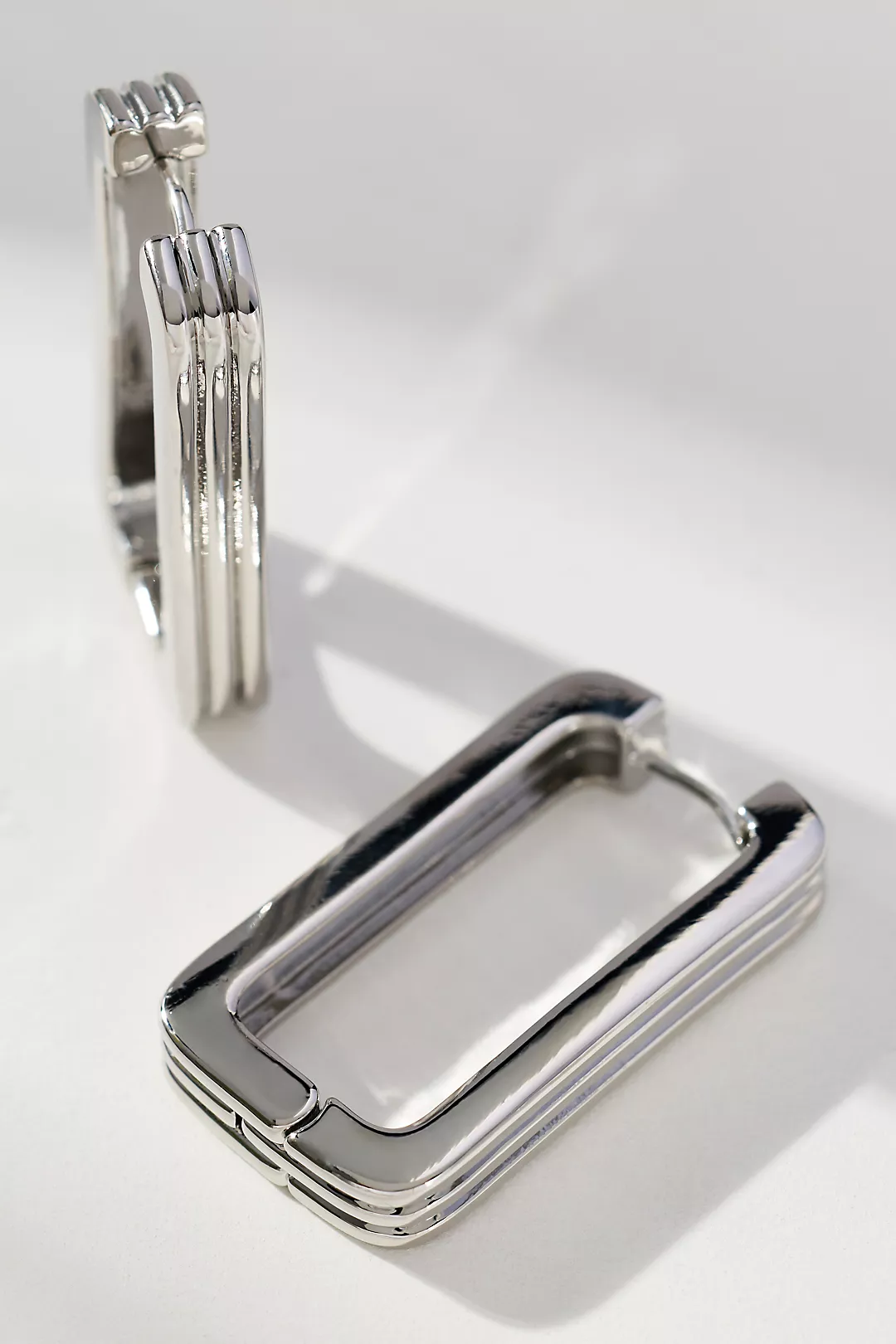 Ribbed Linear Hoop Earrings