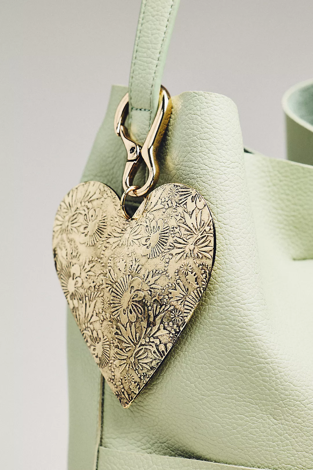 Large Embossed Metal Heart Bag Charm