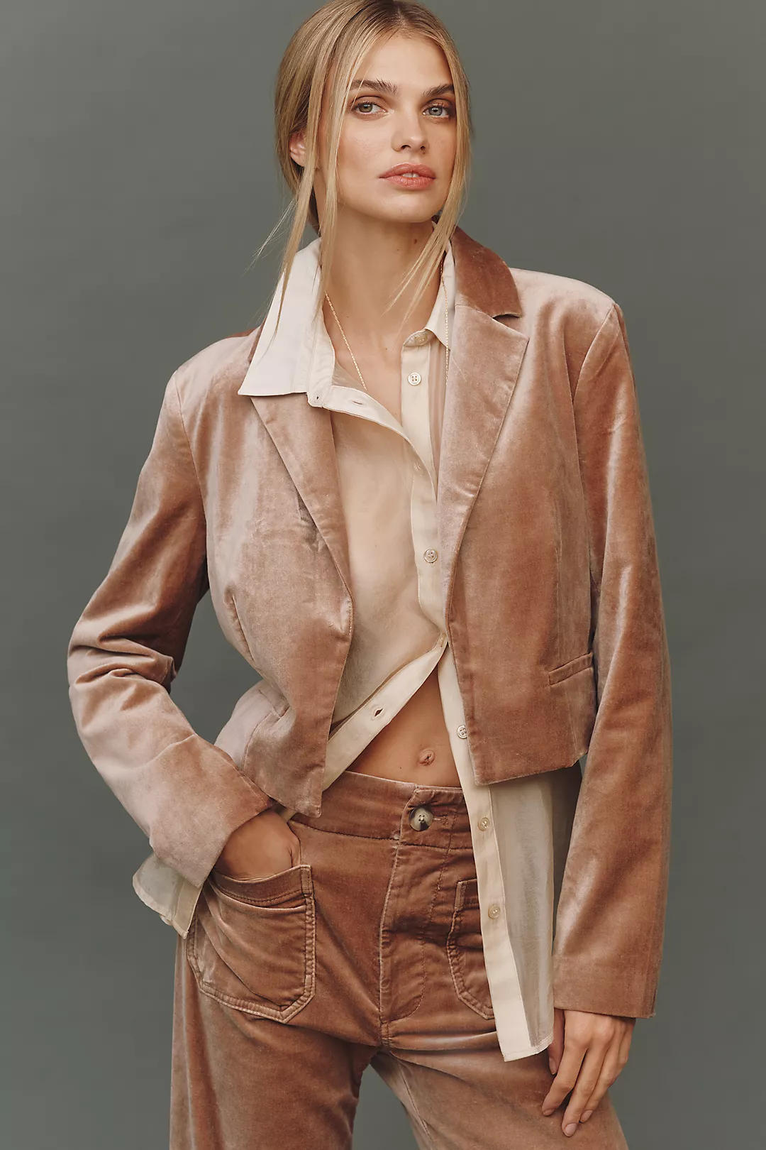 Maeve Cropped Tuxedo Blazer