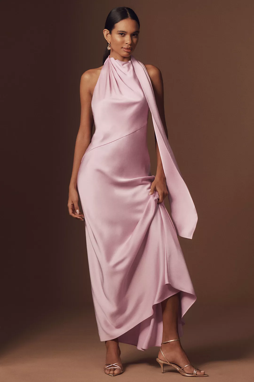 Significant Other Adriana Mock-Neck Halter Midi Dress