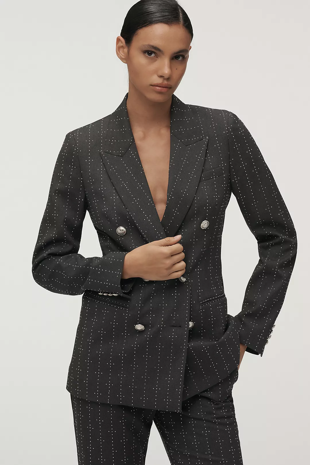 Derek Lam 10 Crosby Walter Rhinestone Stripe Double-Breasted Blazer