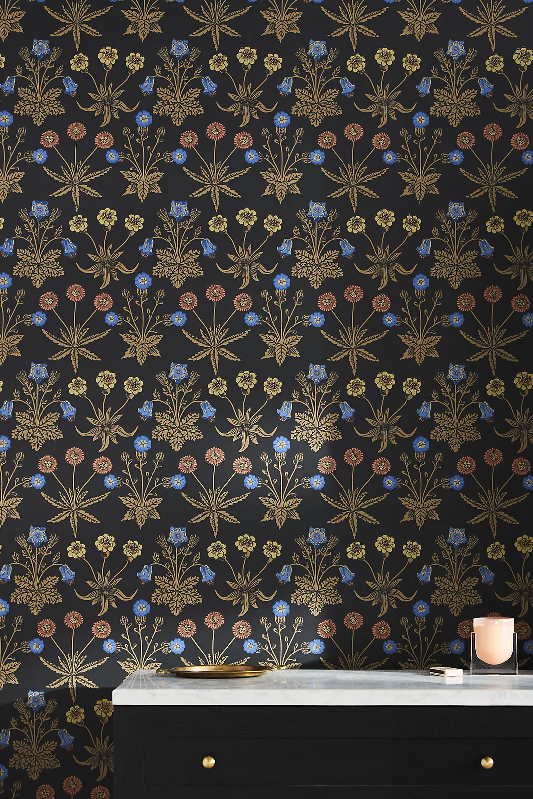 Daisy Floral Moonlit Wallpaper