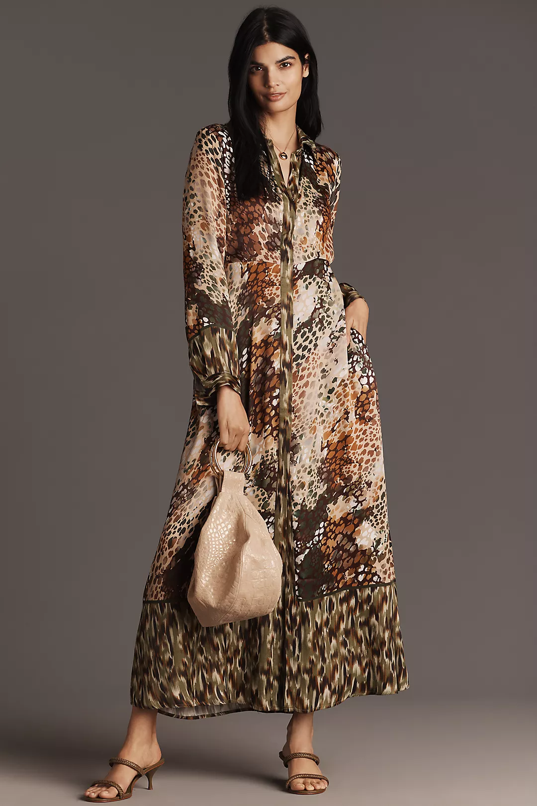 Bl-nk Jaeda Long-Sleeve Maxi Shirt Dress