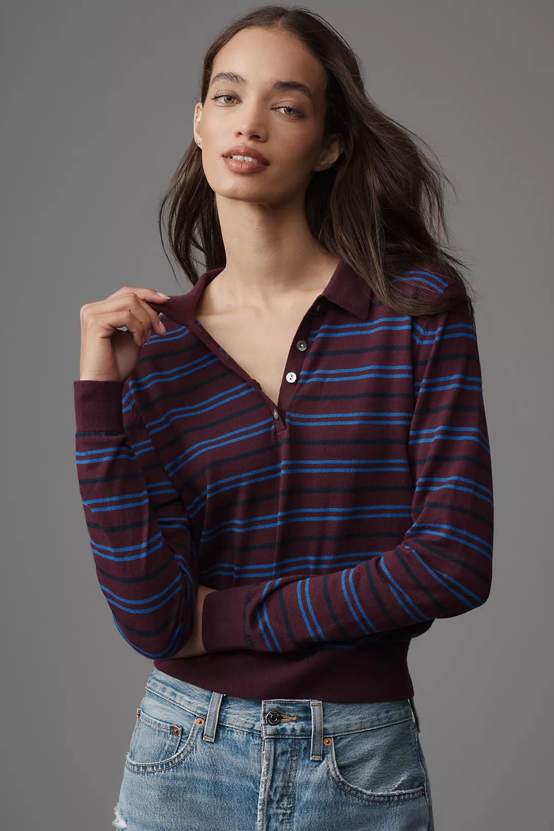 Pistola Greta Long-Sleeve Polo Sweater